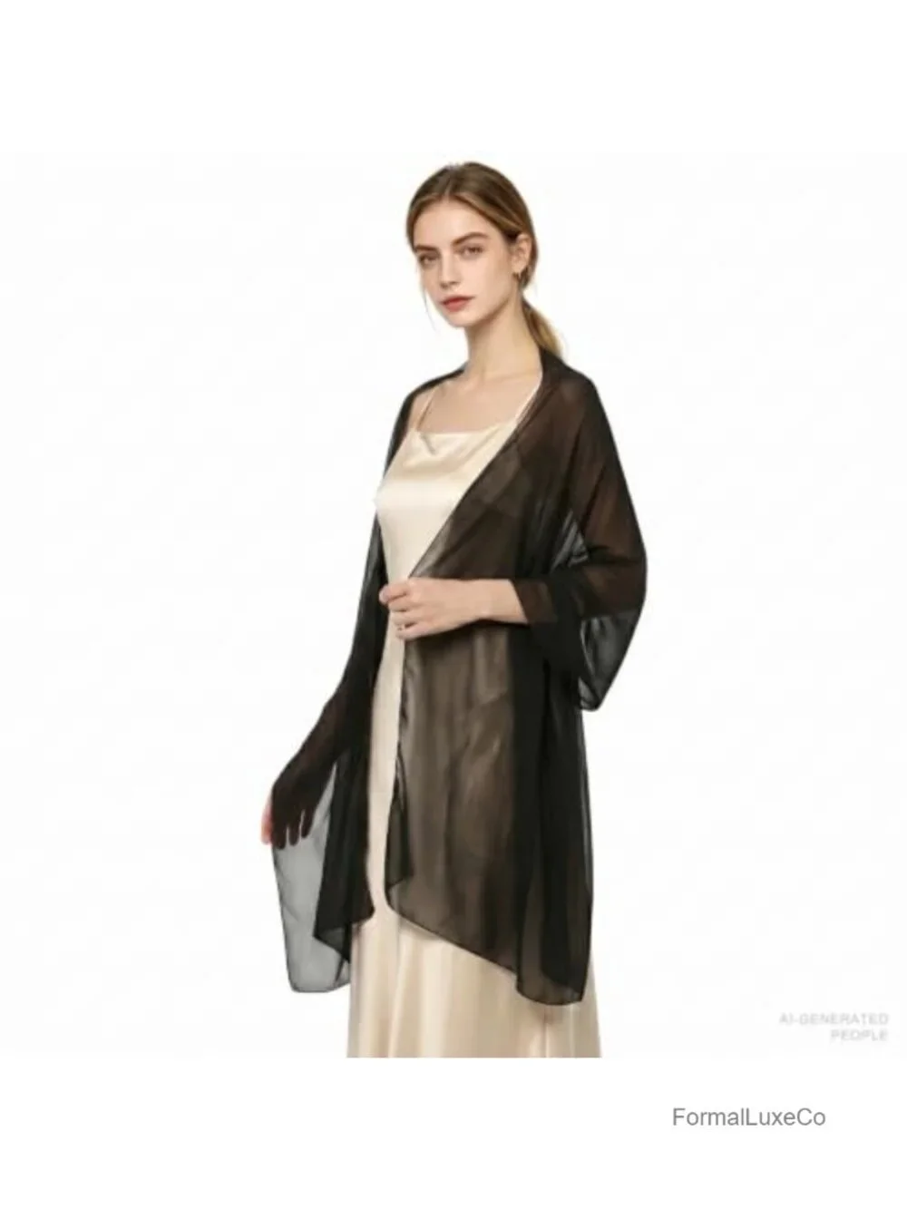 Sheer Chiffon Shawl Wrap for Evening Dresses Wedding Cover Bridal Scarf